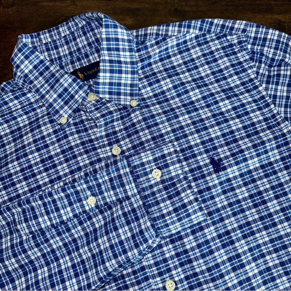 Ralph Lauren Mens Long Sleeve Button Down Shirt Size Med Blue